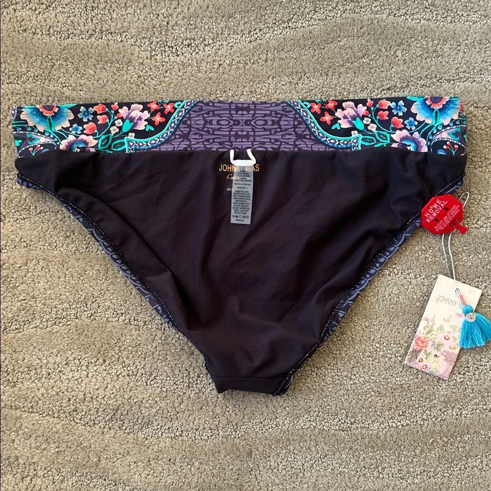 Johnny WAS Saba Hipster Swim Bikini Bottom Periwinkle Cyan Purple Blue Sz XL NWT